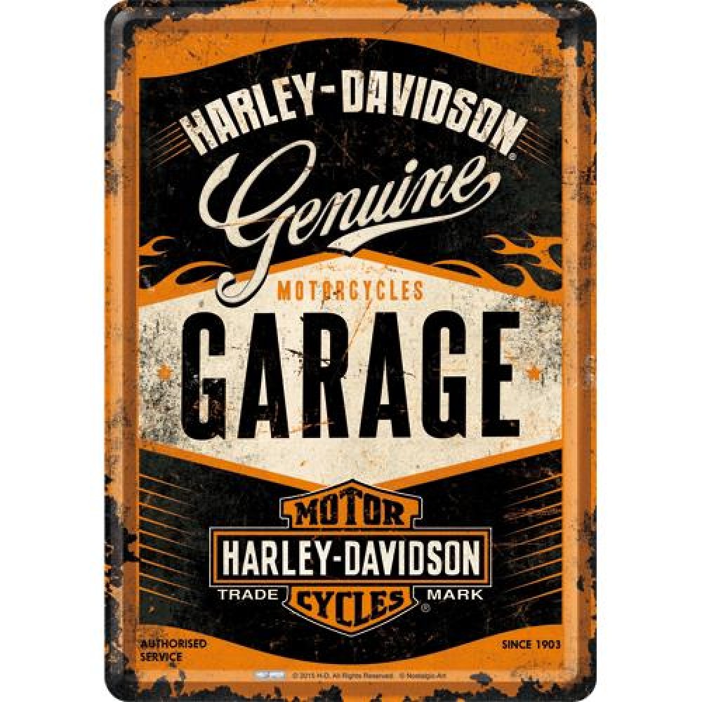 Placa metalica - Harley Davidson Garage - 10x14 cm